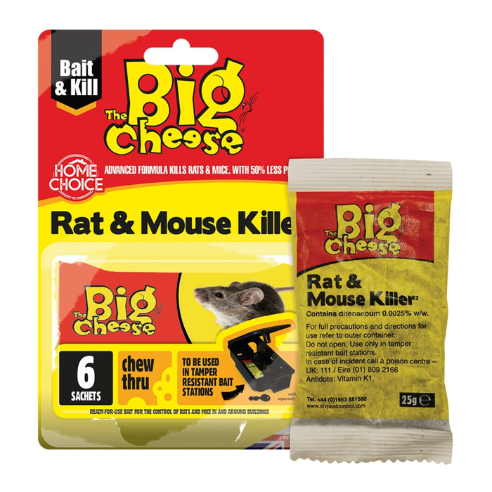 The Big Cheese Rat & Mouse Grain Bait Sachets 6pk